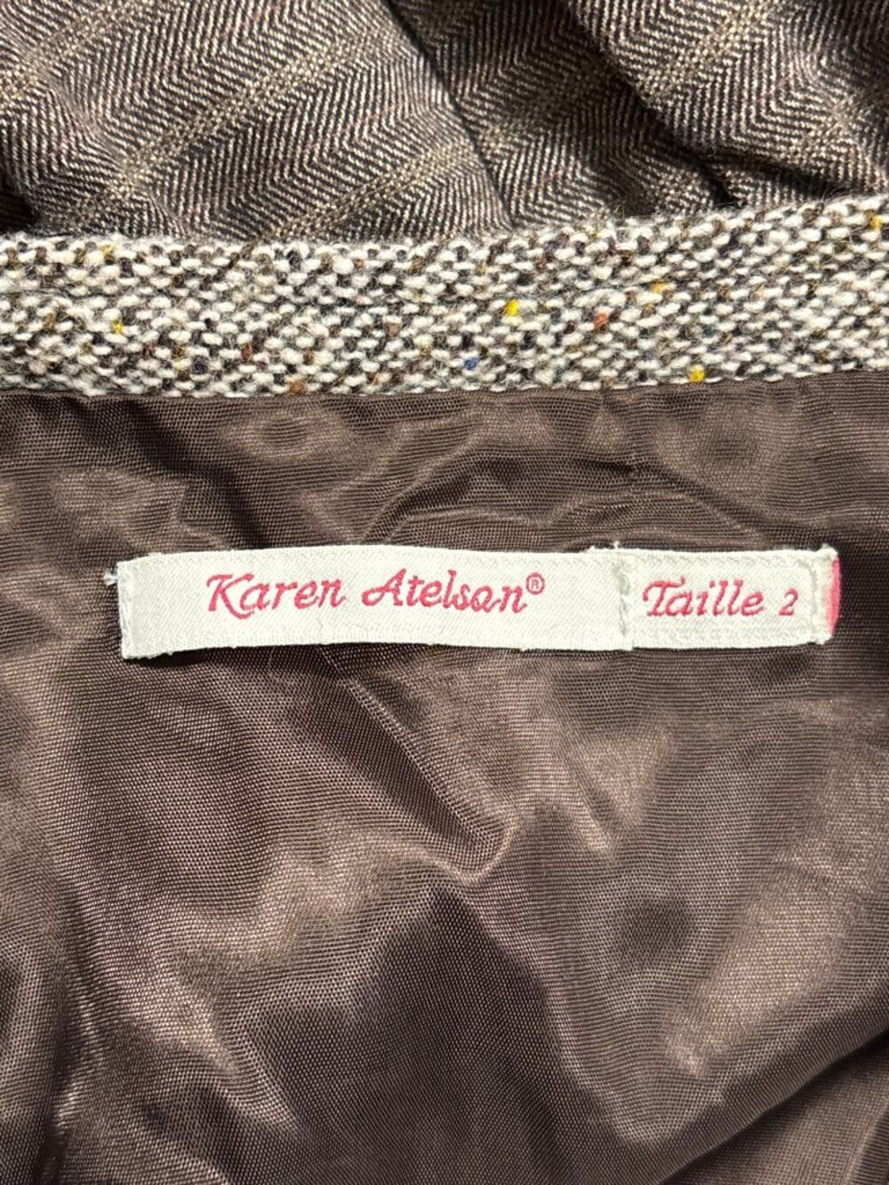 Karen Atelson A-Line Knee Length Skirt 2 Mixed Media Patterns Wool Blend Lined - Picture 5 of 6